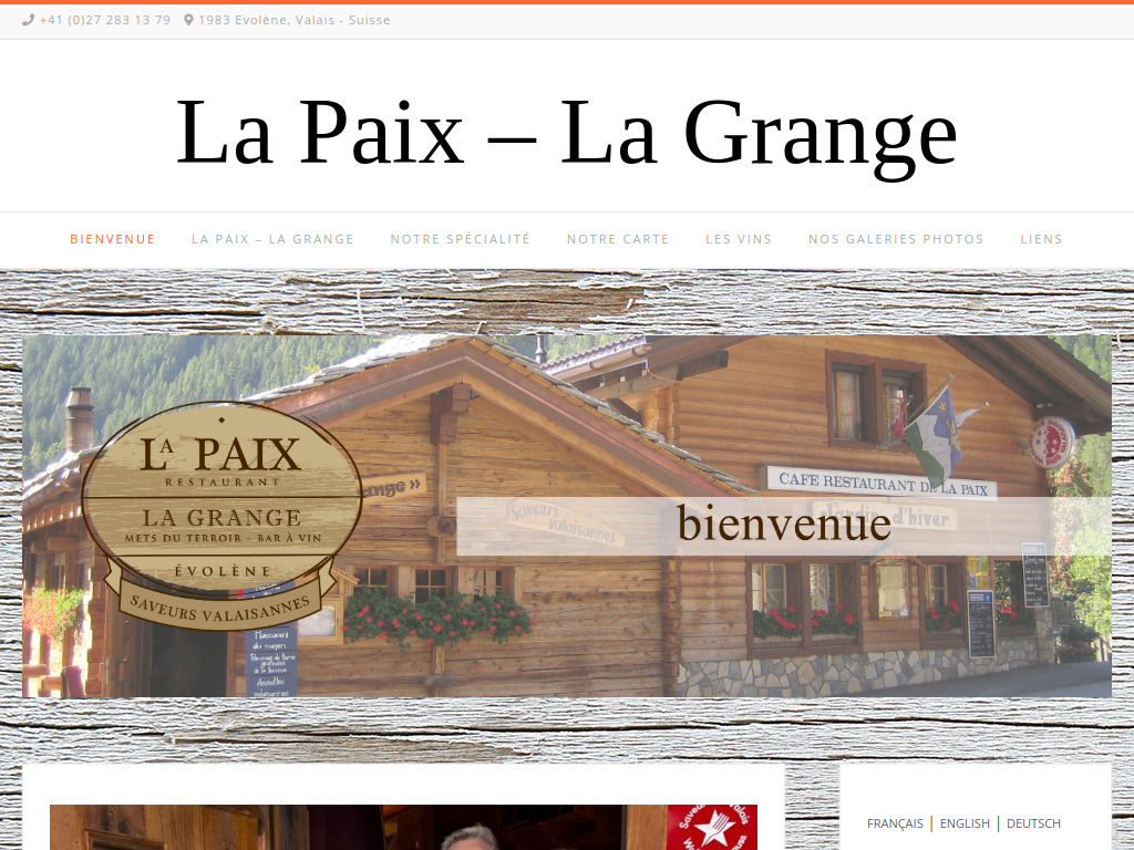 Website von La Paix in Evolène