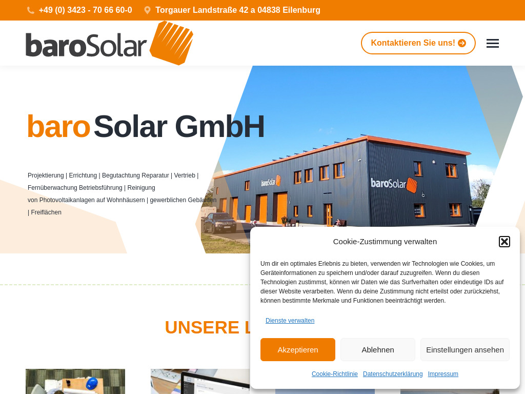 Website von baro Solar GmbH in Eilenburg