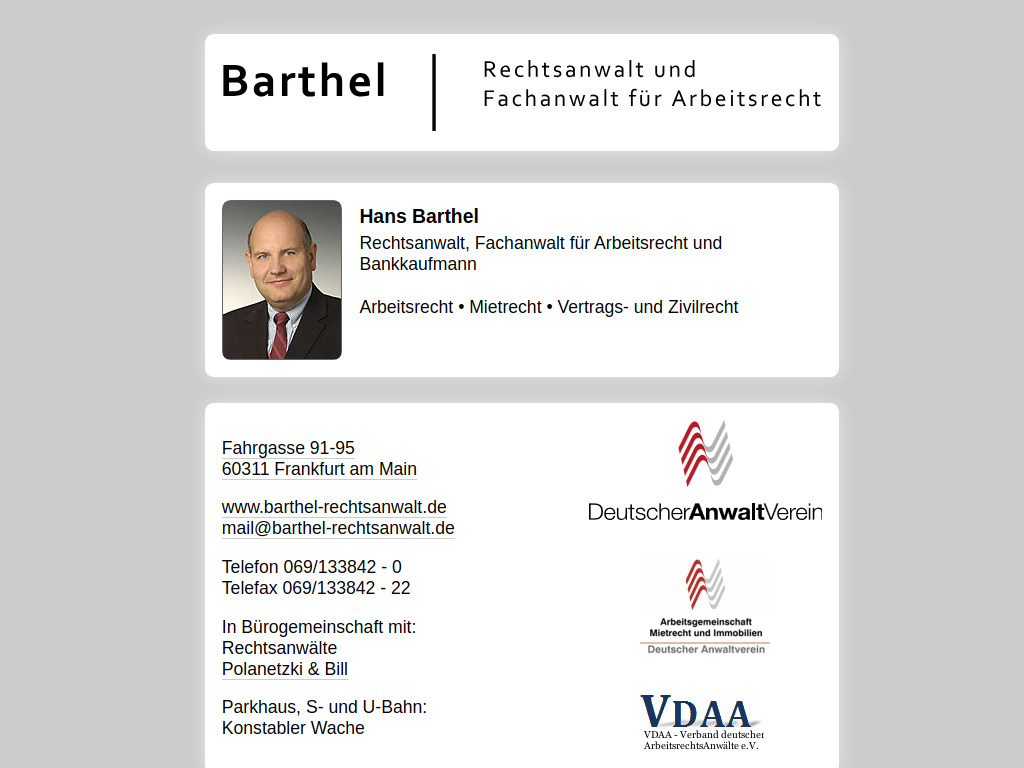 Website von Barthel in Frankfurt am Main