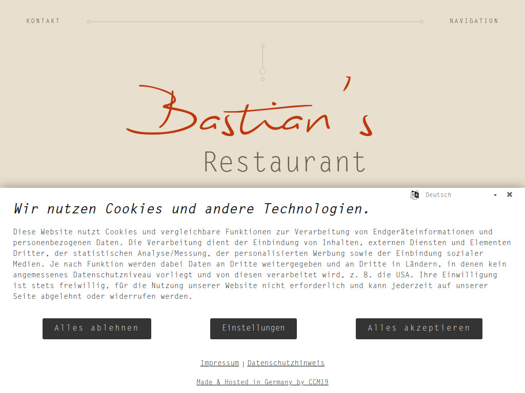 Website von Bastian's Restaurant Friedberg in Friedberg