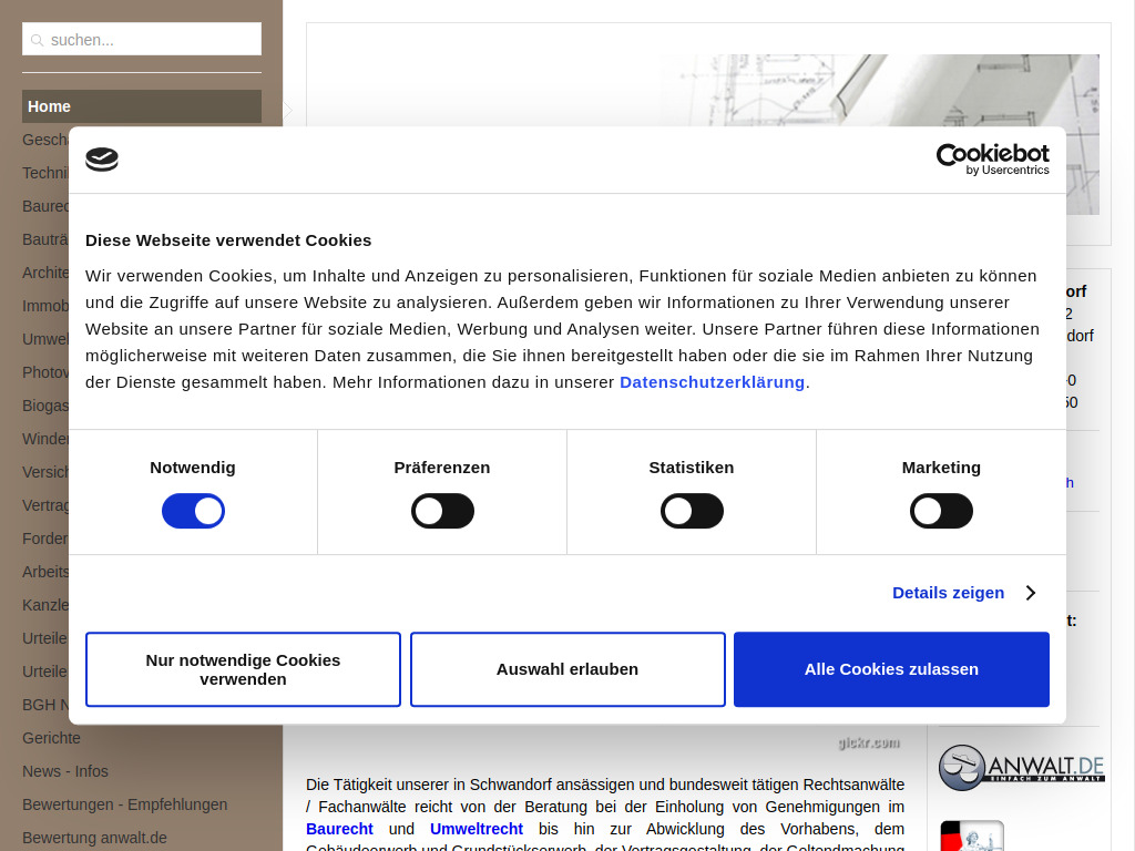 Website von Steiniger Rechtsanwaltsgesellschaft mbH in Schwandorf