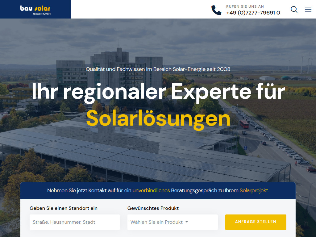 Website von Bau-Solar Südwest GmbH in Berg
