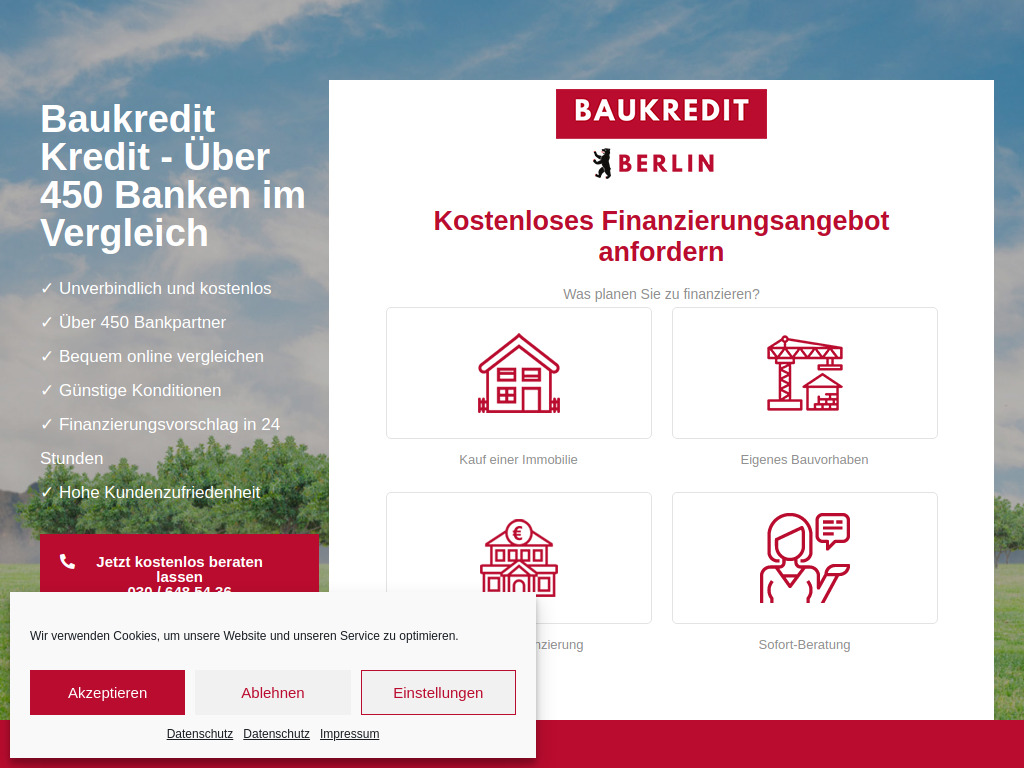 Website von Baukredit Berlin in Berlin