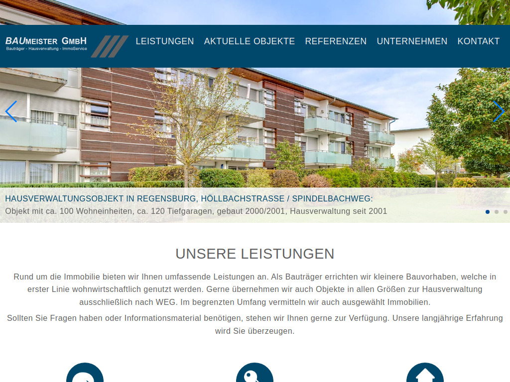 Website von Baumeister GmbH in Straubing