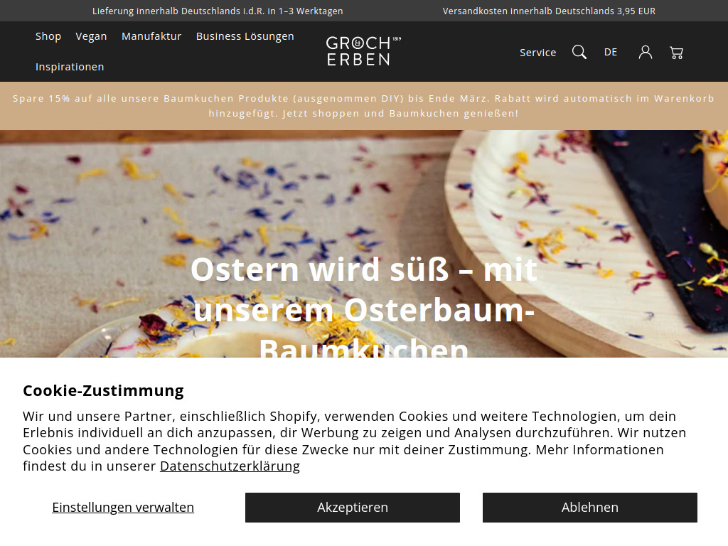 Website von GROCH & ERBEN KG in Als Diensteanbieter sind wir gemäß