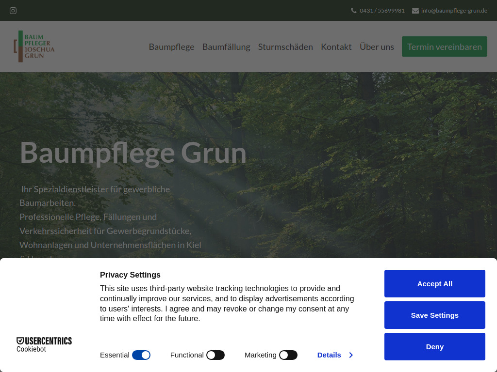 Website von Baumpflege Grun in Kiel