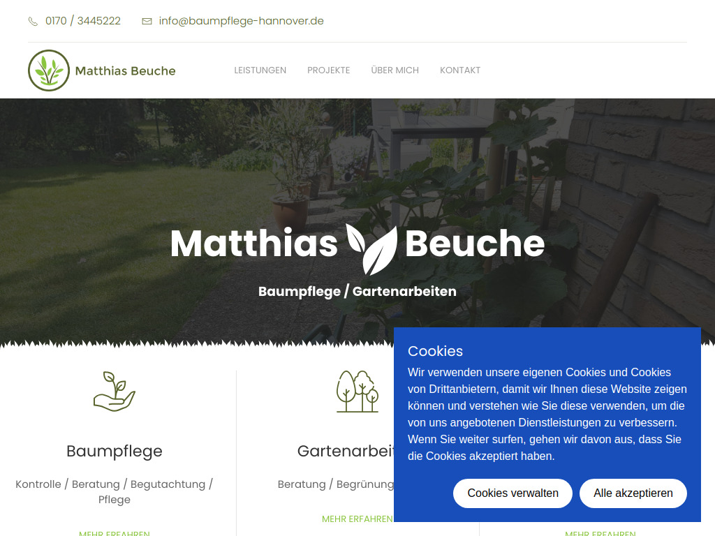 Website von Matthias Beuche - Baumpflege / Gartenarbeiten in Edemissen