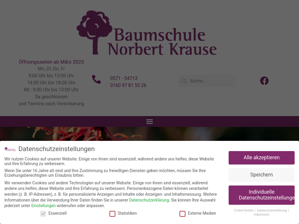 Website von Baumschule Krause in Porta Westfalica