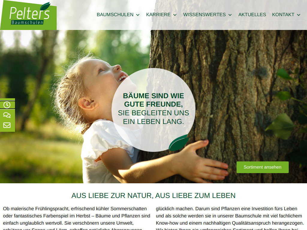 Website von Baumschulen Pelters in Schwalmtal