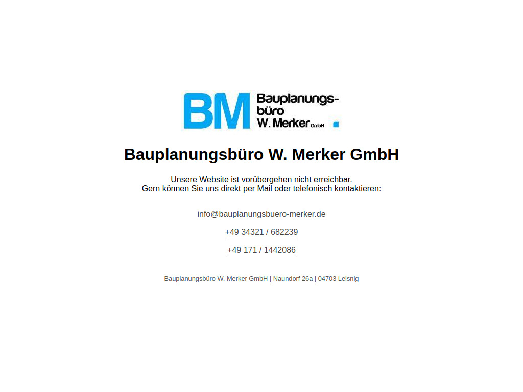 Website von Bauplanungsbüro W. Merker GmbH in Leisnig