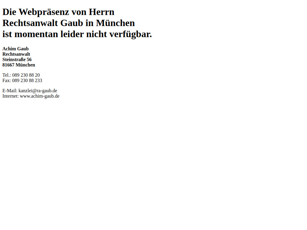 Website von Achim Gaub in München