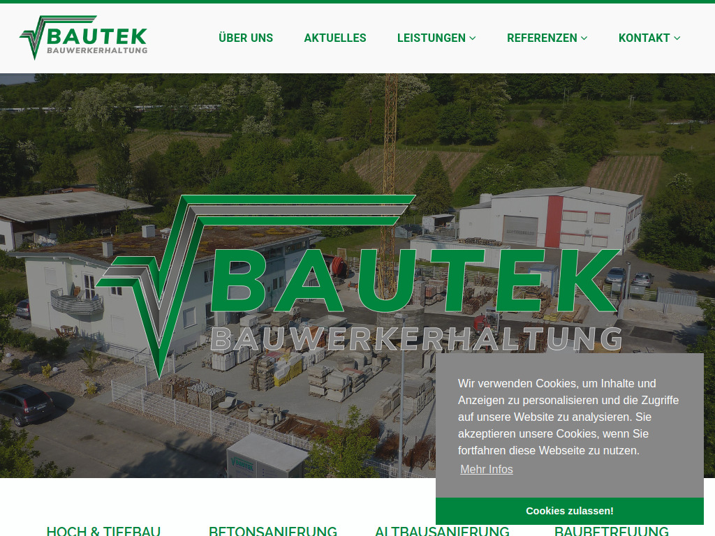 Website von BAUTEK Bauwerkerhaltung GmbH in Bad Bellingen-Rheinweiler