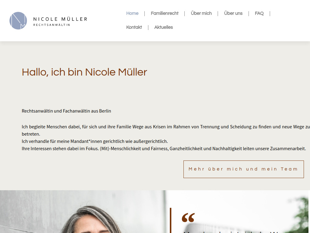 Website von Rechtsanwältin Nicole Müller in Berlin