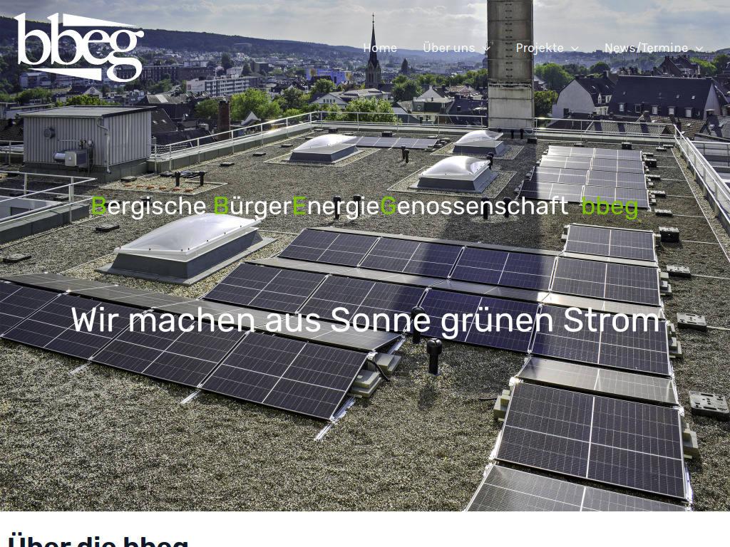 Website von Bergische Bürgerenergiegenossenschaft eG in Wuppertal