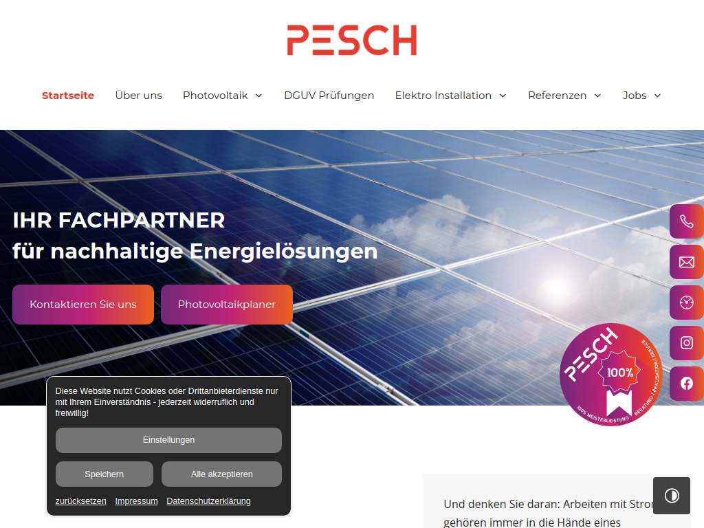 Website von Elektro-Perfektion-Pesch in Düsseldorf