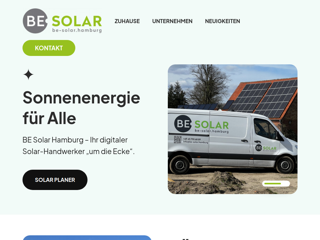 Website von Be Solar Hamburg in Hamburg