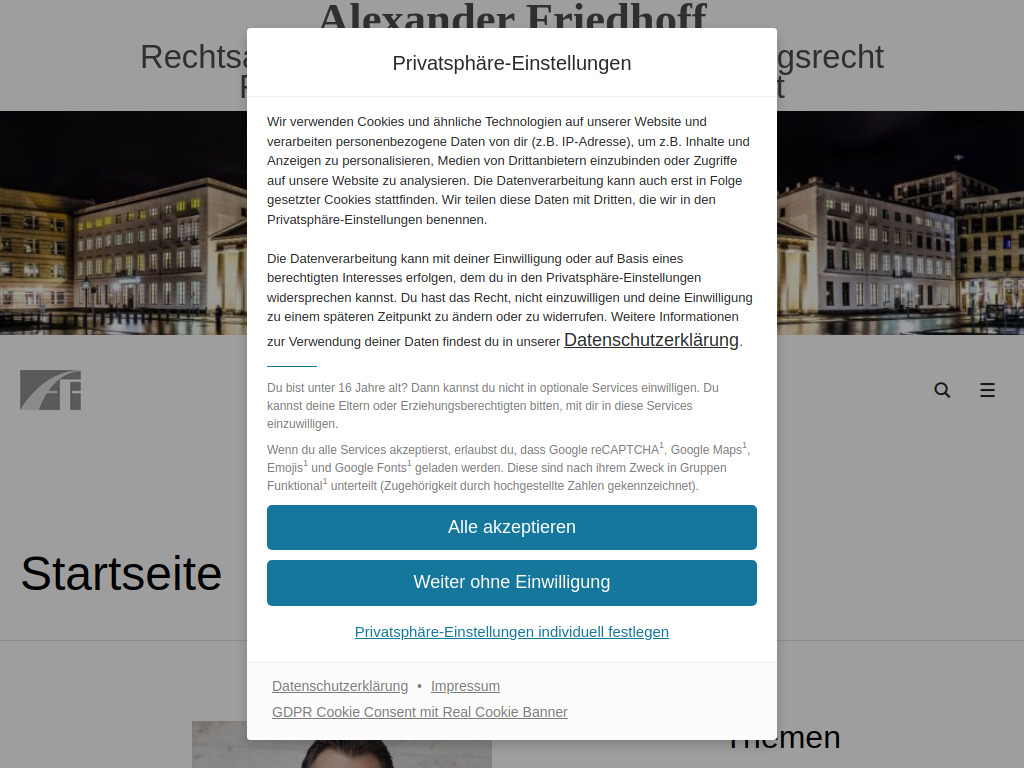 Website von Alexander Friedhoff in Berlin