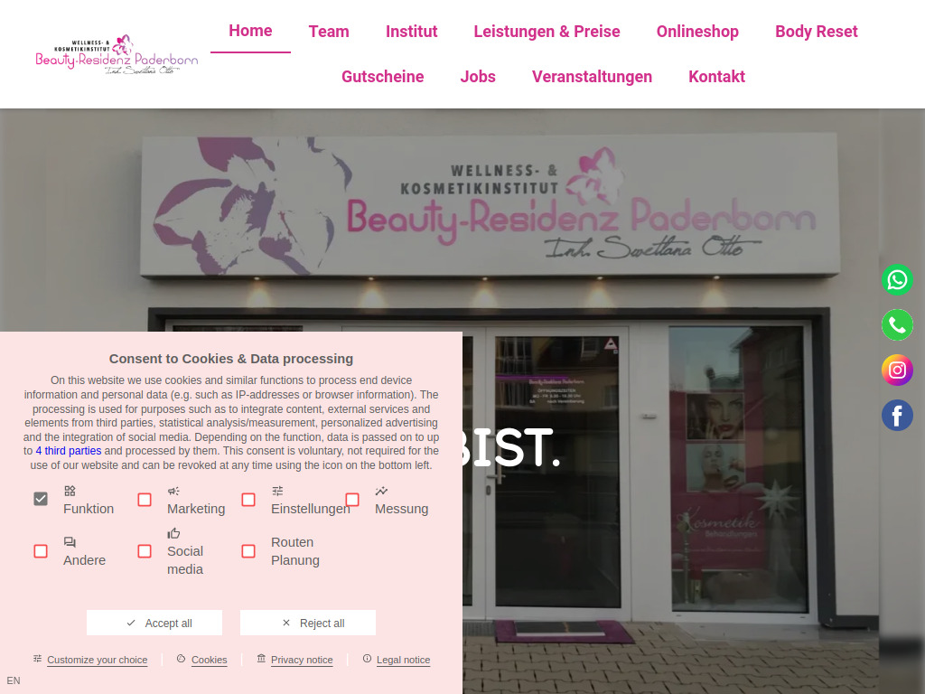 Website von Beauty-Residenz Paderborn in Paderborn