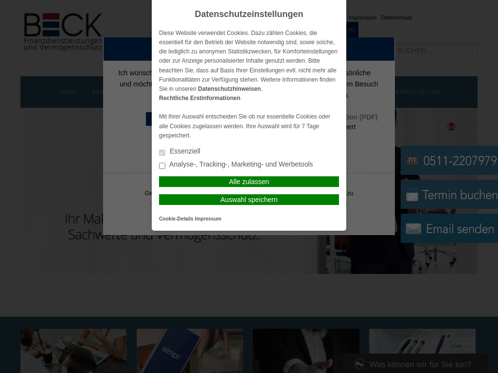 Website von BECK Finanzdienstleistungen in Hannover