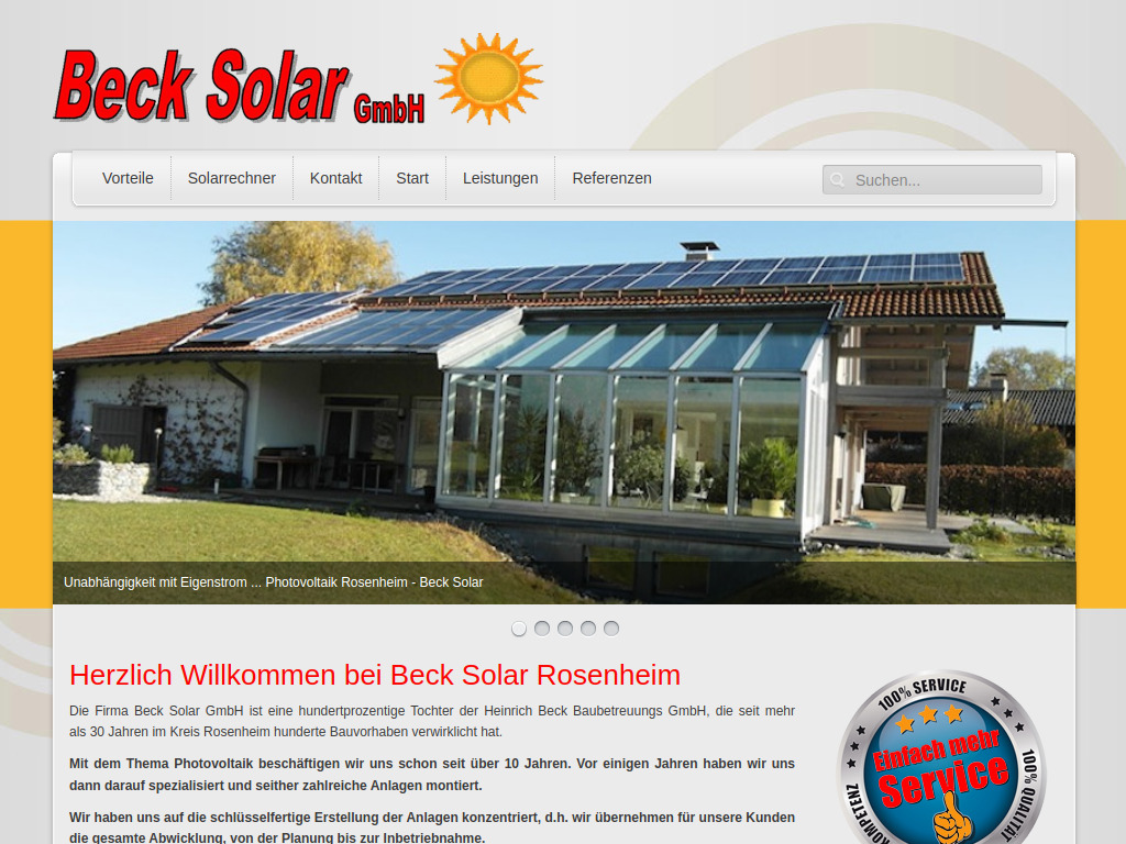Website von Beck Solar GmbH in Rosenheim