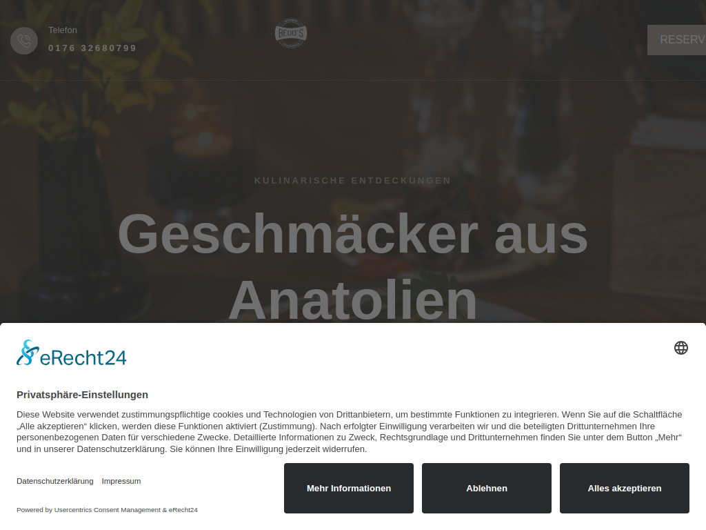 Website von Bedos Restaurant Sendenhorst in Sendenhorst