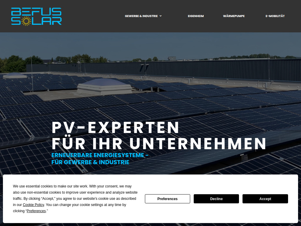 Website von Befus Solar GmbH in Bissendorf