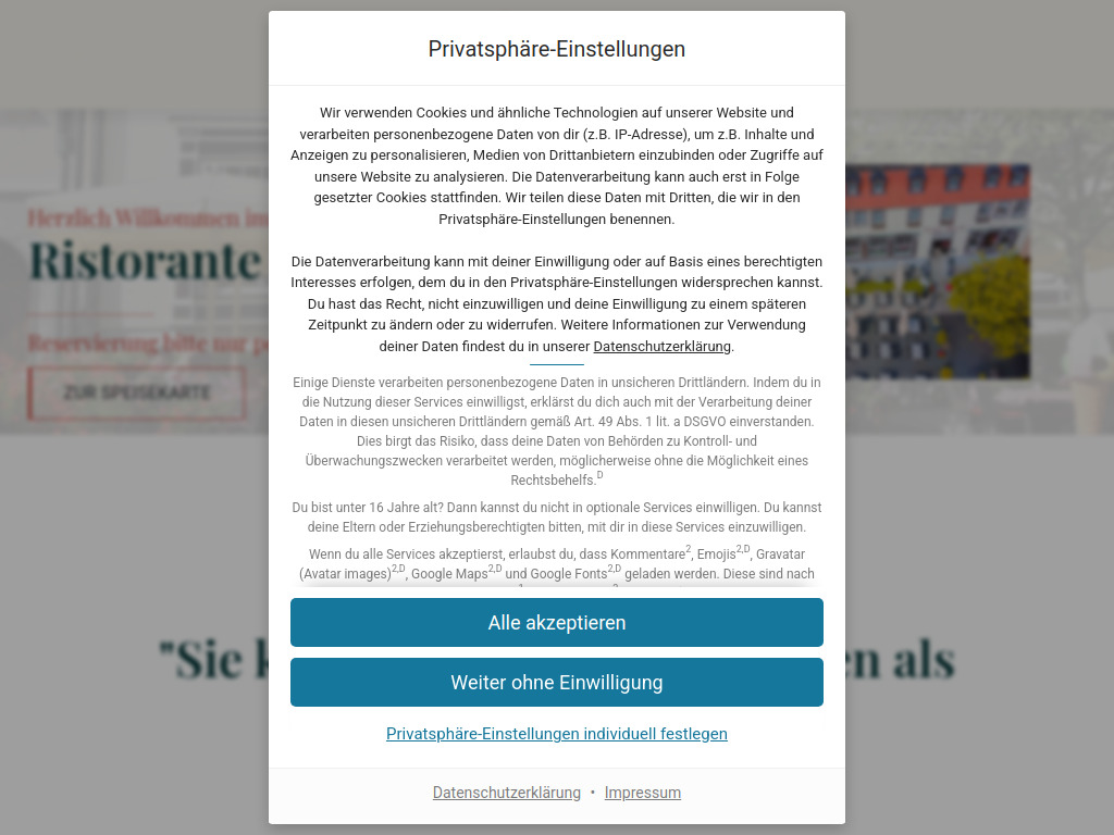 Website von Bella Vista - Ristorante Italiano in Bad Salzungen