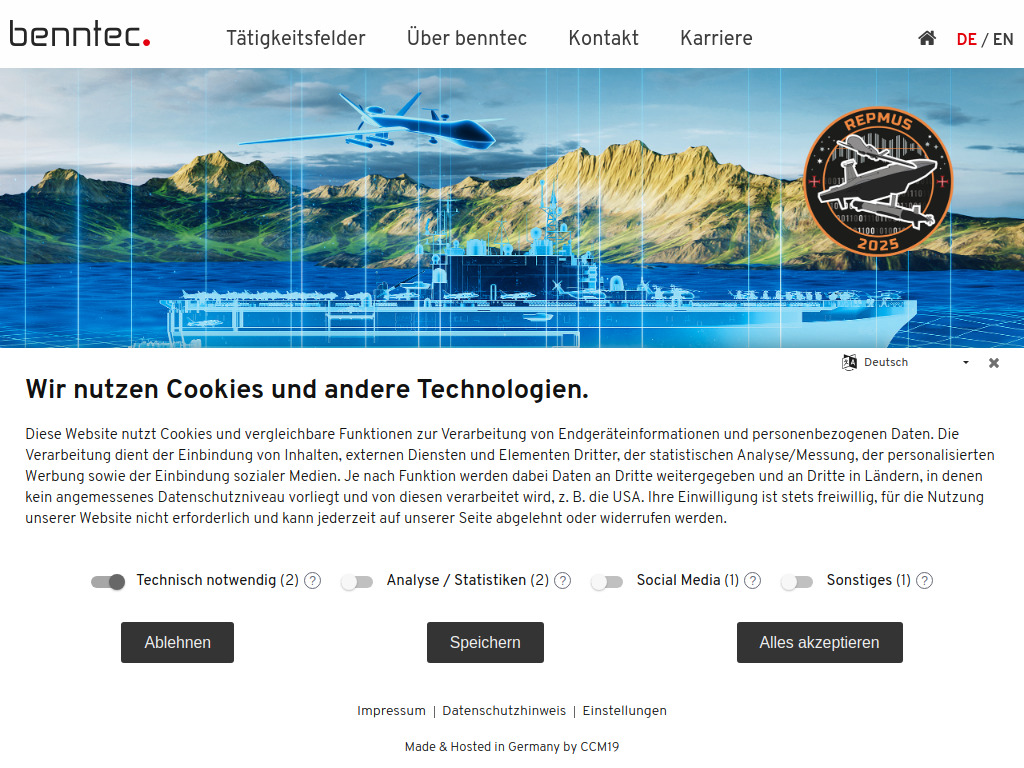 Website von benntec Systemtechnik GmbH in Bremen
