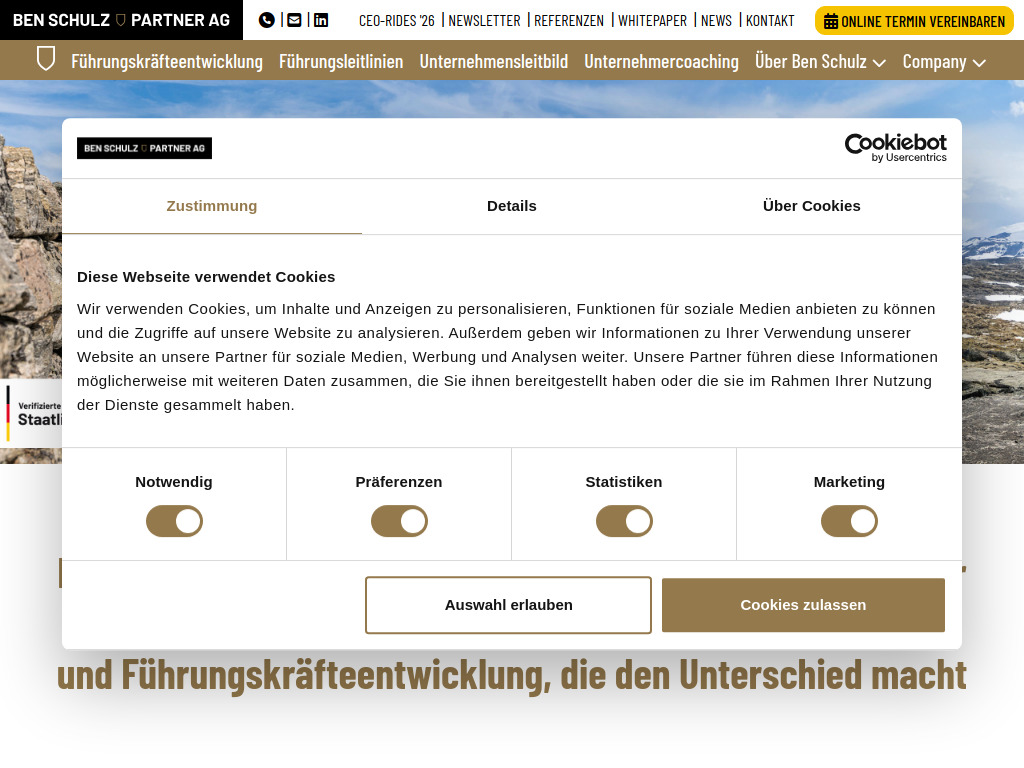 Website von Ben Schulz & Partner AG in Dillenburg-Frohnhausen