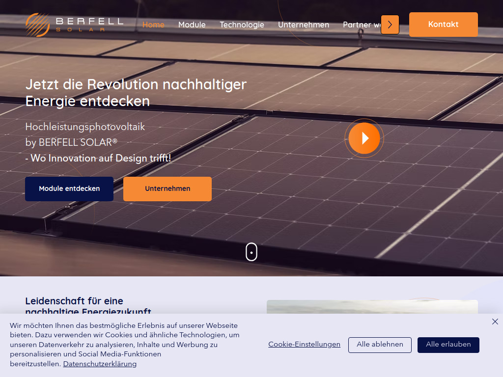 Website von BERFELL Technology GmbH in Aadorf