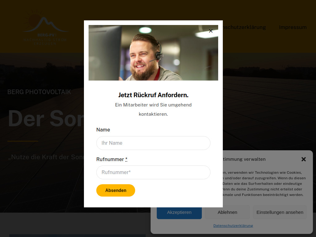 Website von Berg-PV GmbH in Marktoberdorf