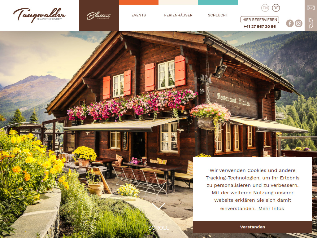Website von Bergrestaurant in Blatten