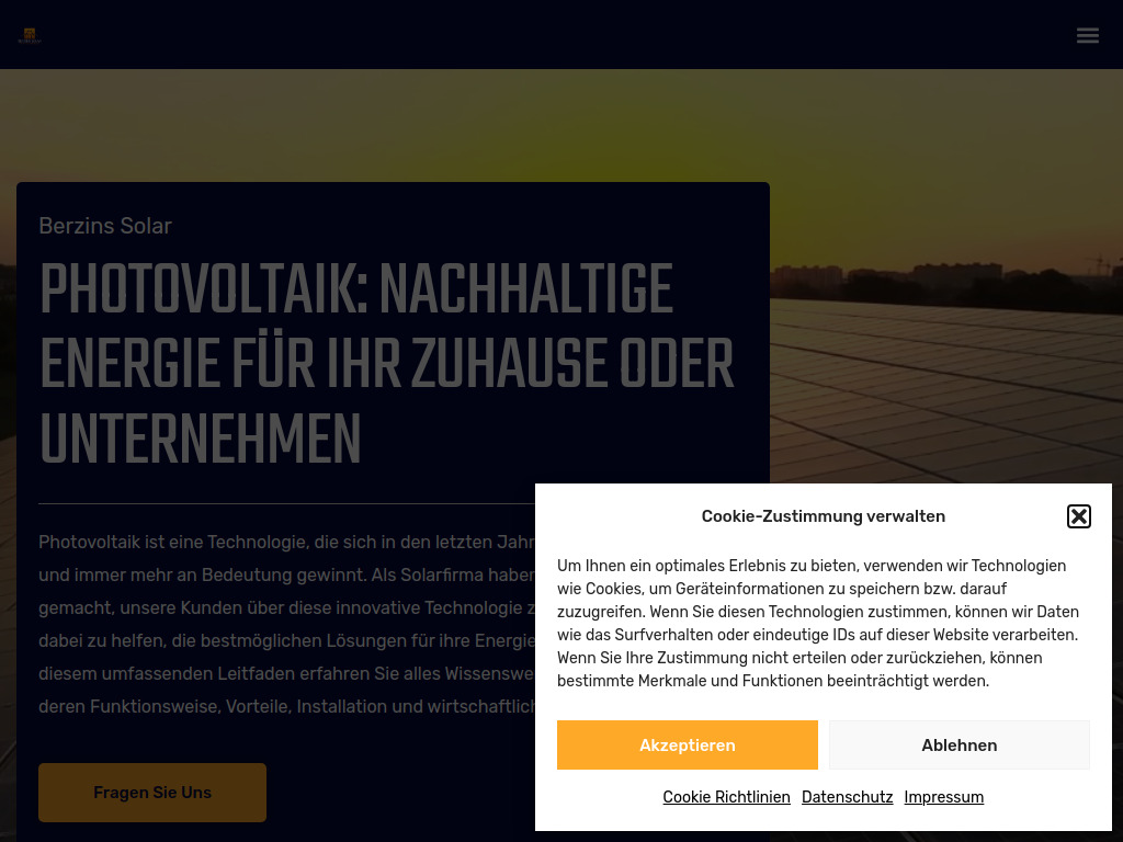Website von Diana Berzins Solar in Schwegenheim