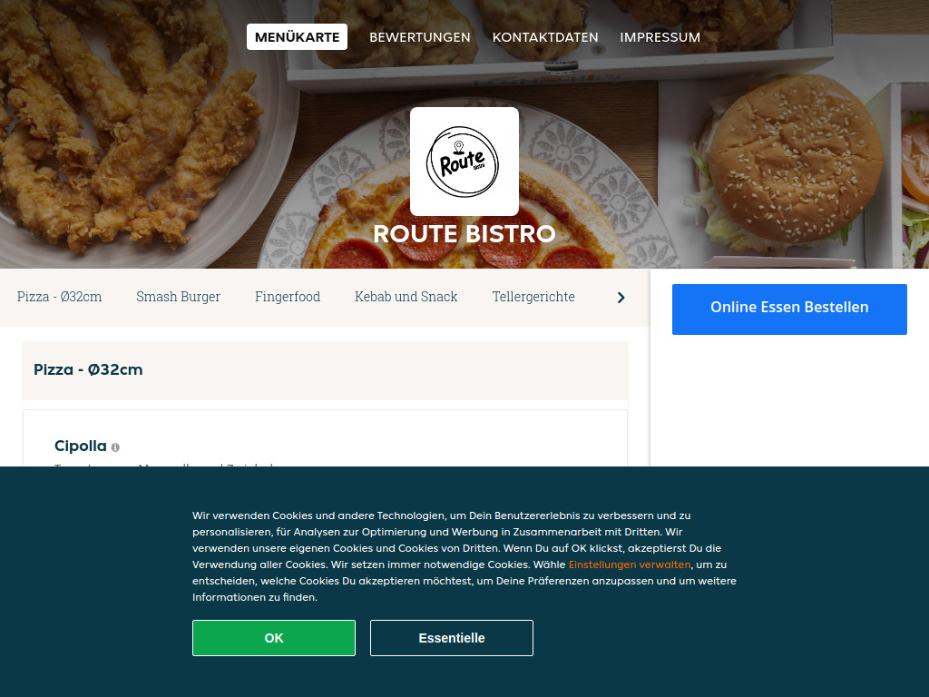 Website von Route Bistro in Suhr
