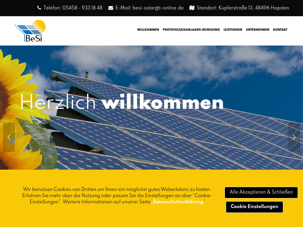Website von Besi-Solar GmbH in Hopsten