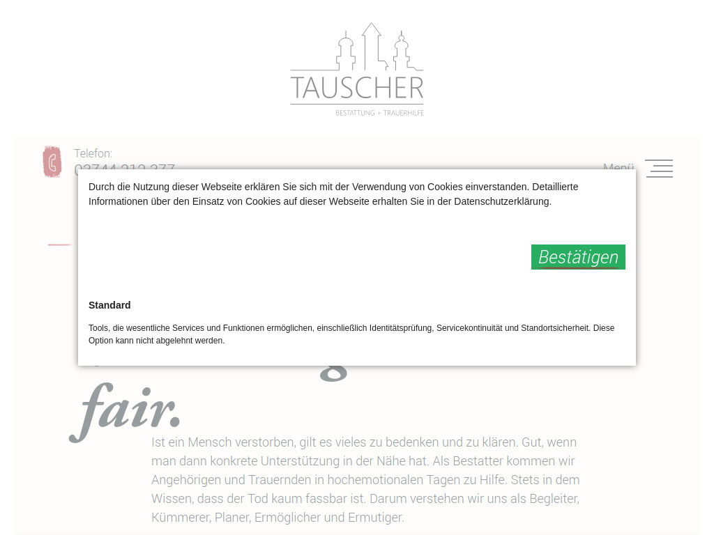 Website von Bestattungsinstitut Tauscher Auerbach GmbH in Auerbach