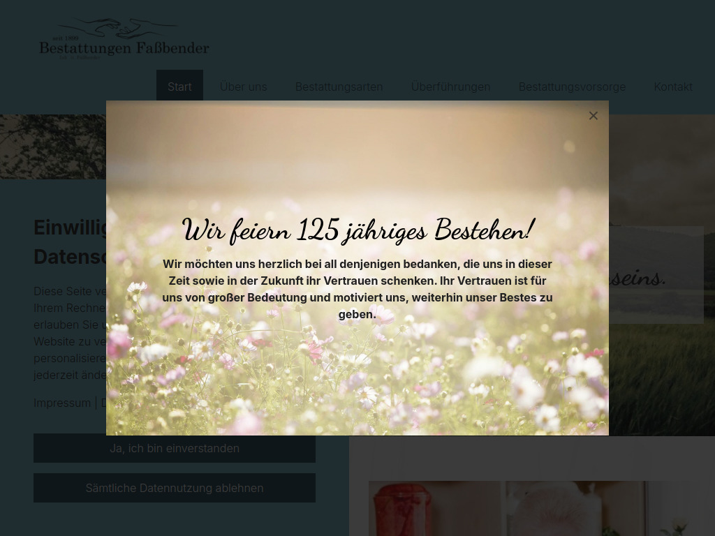 Website von Bestattungen Faßbender in Willroth