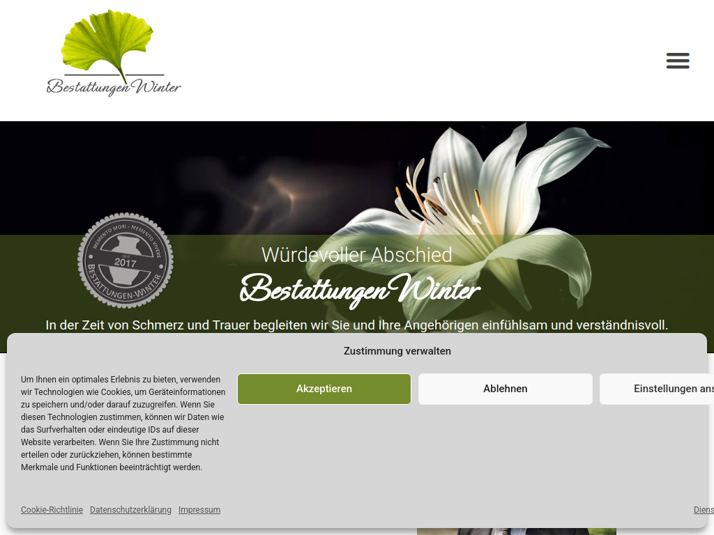 Website von Bestattungen Winter in Nürnberg