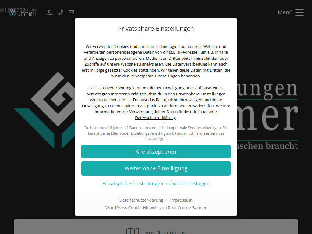 Website von Bestattungen Gommer in Veldhausen