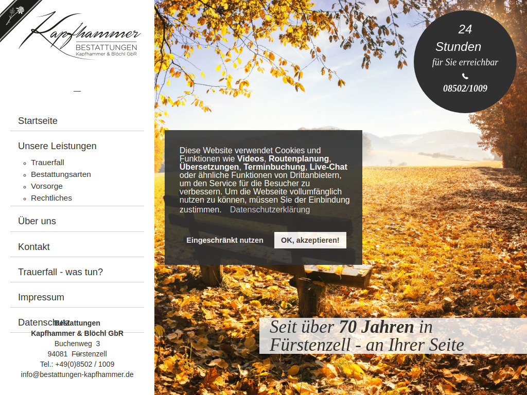 Website von Bestattungen Kapfhammer & Blöchl GbR in Fürstenzell
