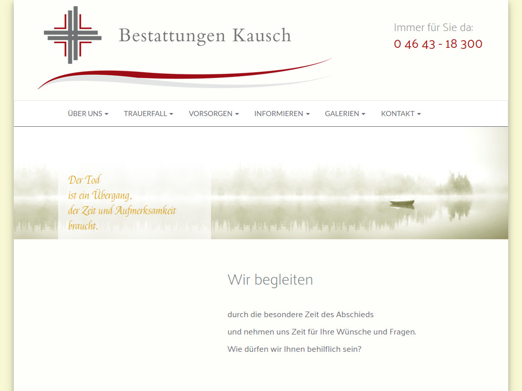 Website von Bestattungen Kausch in Gelting