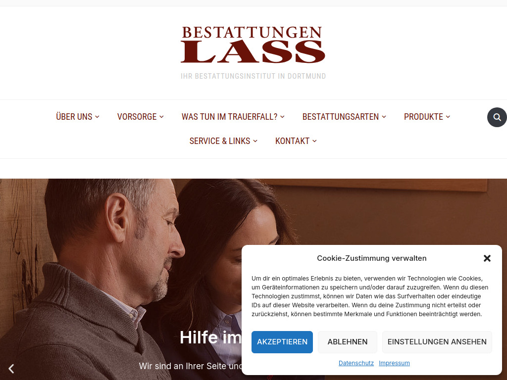 Website von Bestattungen Lass in Dortmund