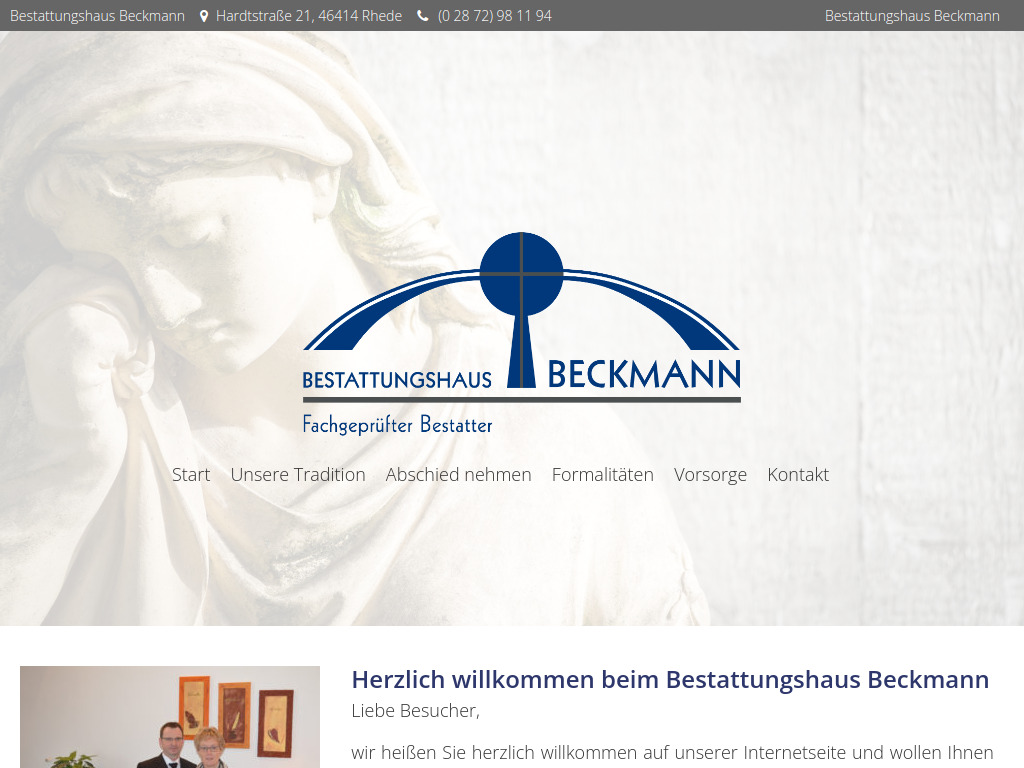 Website von Bestattungshaus Beckmann in Rhede