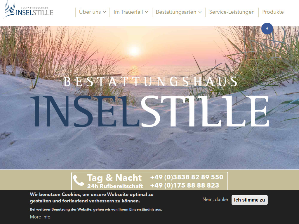 Website von Inselstille Bestattungshaus in Bergen auf Rügen