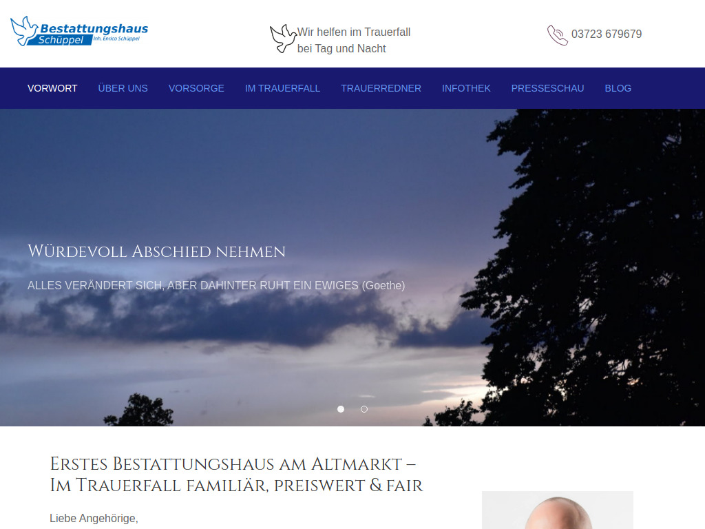 Website von Bestattungshaus Schüppel in Hohenstein-Ernstthal
