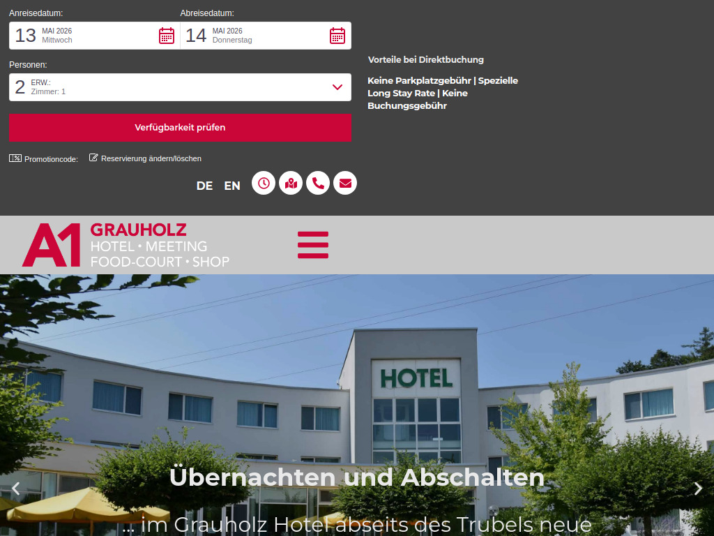 Website von A1 Hotel Restaurant Grauholz AG in Ittigen