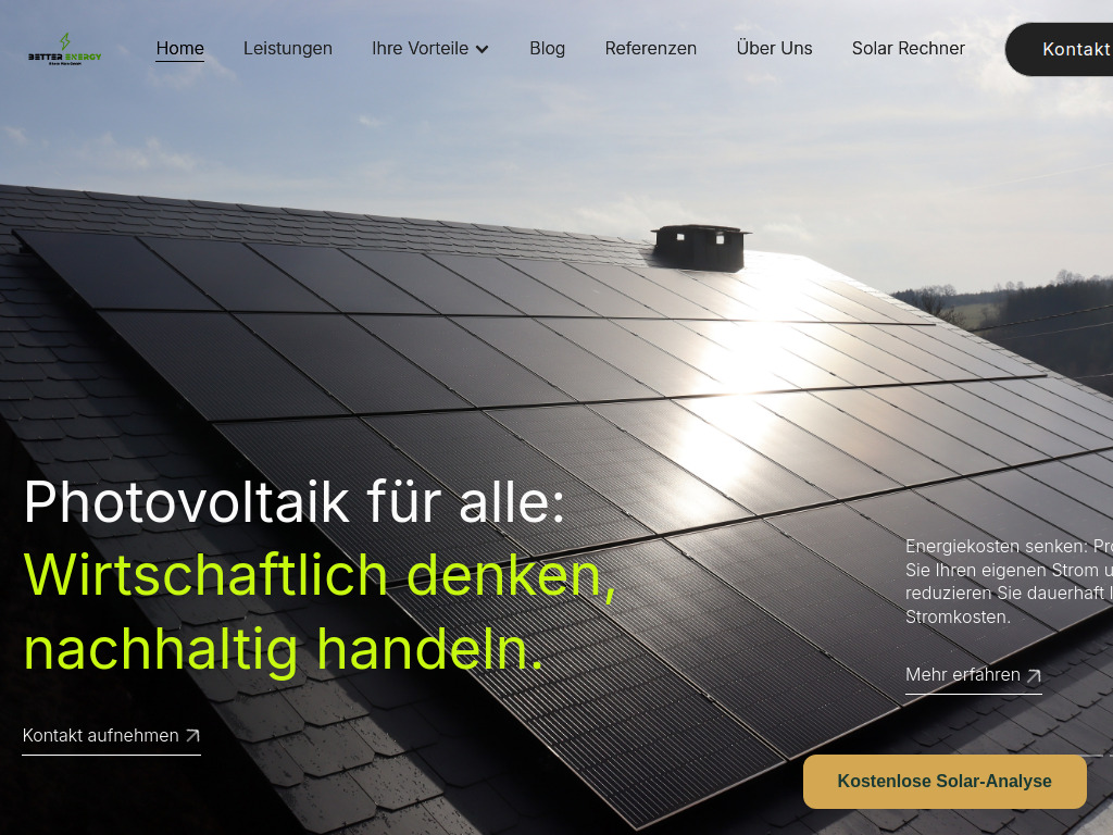 Website von Better Energy GmbH in Ingelheim am Rhein
