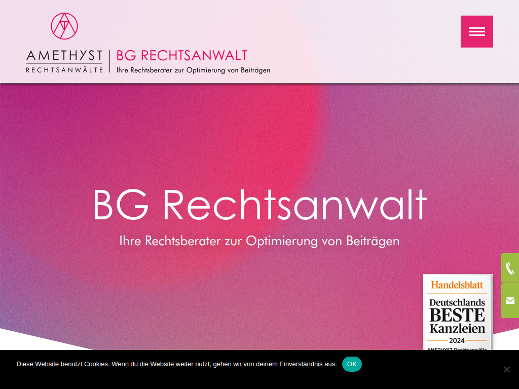 Website von AMETHYST Rechtsanwälte in Berlin