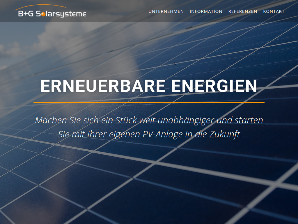 Website von B+G Solarsysteme in Kusel