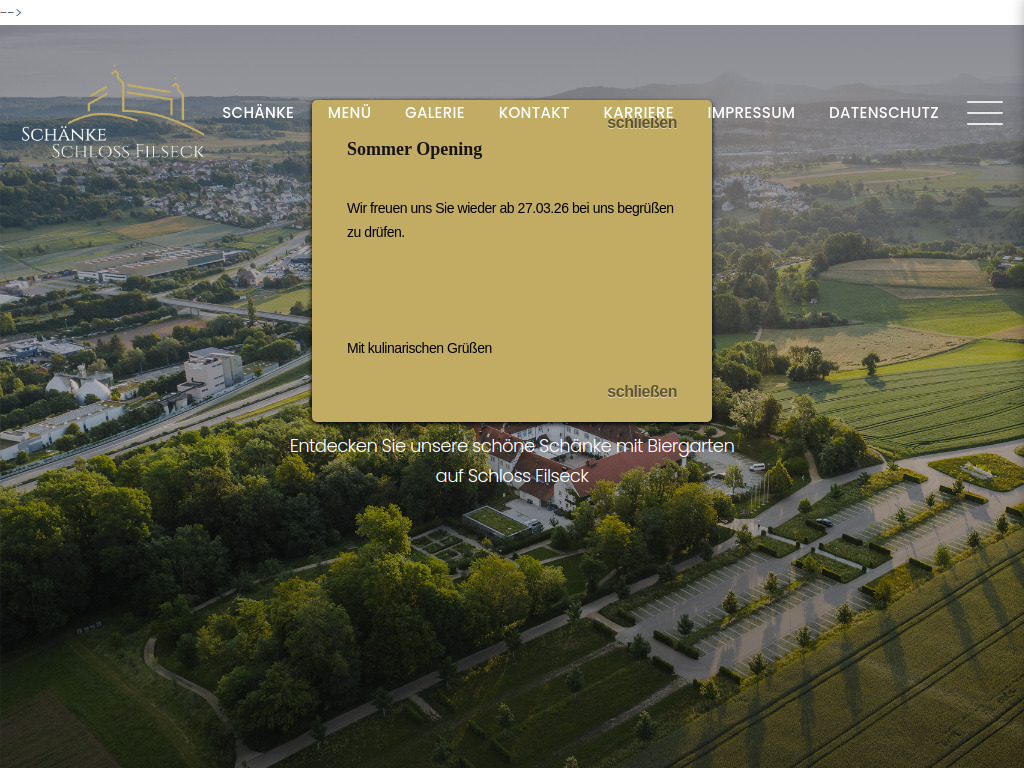 Website von Schänke auf Schloss Filseck GmbH & Co KG in Uhingen